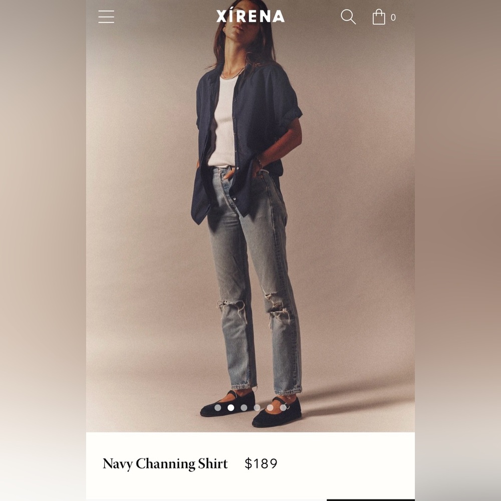 XiRENA Deep Blue Casual Button Down Shirt - Picture 7 of 7
